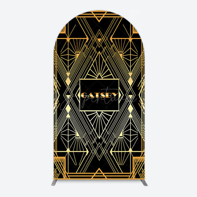 Aperturee - Aperturee Elegant Black Gold Gatsby Birthday Arch Backdrop