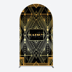 Aperturee - Aperturee Elegant Black Gold Gatsby Birthday Arch Backdrop
