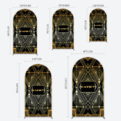 Aperturee - Aperturee Elegant Black Gold Gatsby Birthday Arch Backdrop