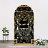 Aperturee - Aperturee Elegant Black Gold Gatsby Birthday Arch Backdrop