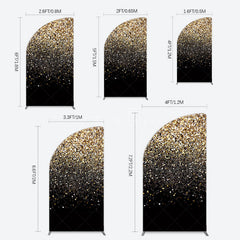 Aperturee - Aperturee Elegant Black Gold Glitter Birthday Half Moon Arch Backdrop