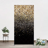 Aperturee - Aperturee Elegant Black Gold Glitter Birthday Rectangle Backdrop