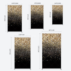 Aperturee - Aperturee Elegant Black Gold Glitter Birthday Rectangle Backdrop