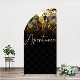 Aperturee - Aperturee Elegant Black Gold Silver Glitter Balloons Half Moon Arch Backdrop Fireworks Celebration Party Decor