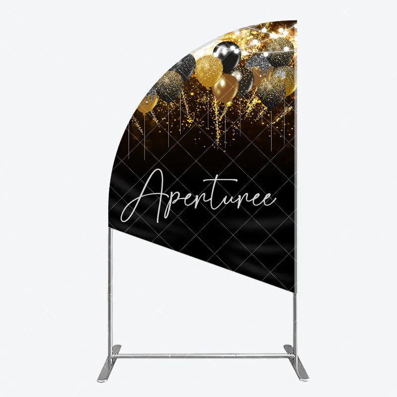 Aperturee - Aperturee Elegant Black Gold Silver Glitter Balloons Half Moon Arch Backdrop Fireworks Celebration Party Decor