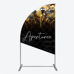 Aperturee - Aperturee Elegant Black Gold Silver Glitter Balloons Half Moon Arch Backdrop Fireworks Celebration Party Decor