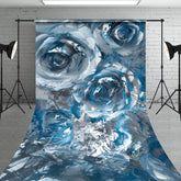 Aperturee - Aperturee Elegant Blue Abstract Floral Fine Art Sweep Backdrop