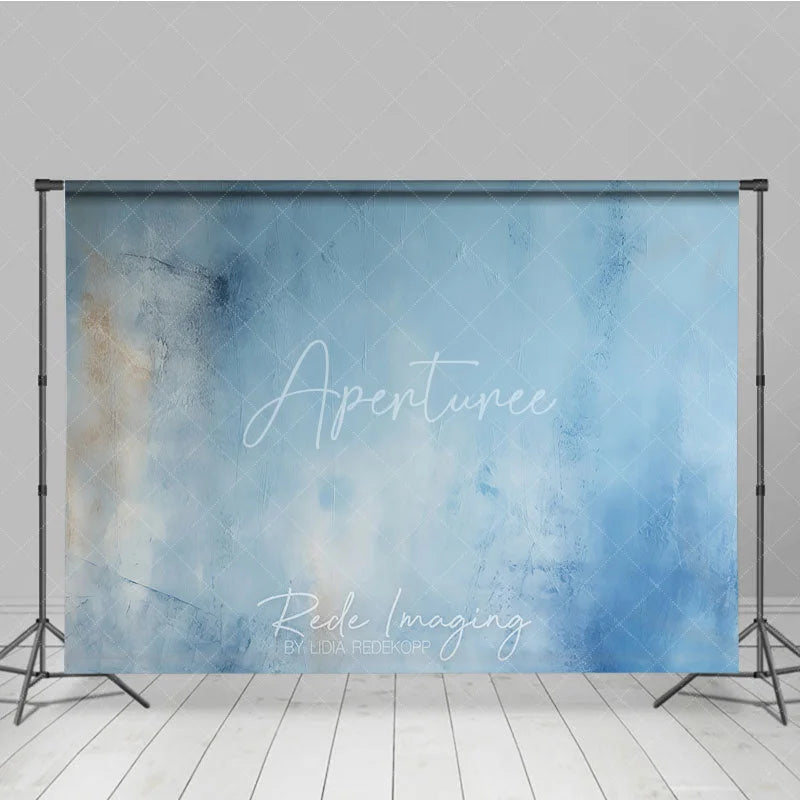 Aperturee - Aperturee Elegant Blue and Brown Abstract Textured Photography Backdrop Artistic Studio Portrait Background for Photoshoot