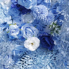 Aperturee - Aperturee Elegant Blue and White Rose Artificial Flower Wall Romantic Floral Backdrop for Wedding and Event Decor