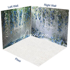 Aperturee - Aperturee Elegant Blue Floral Fine Art Photo Room Set Backdrop