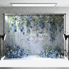 Aperturee - Aperturee Elegant Blue Floral Fine Art Photo Room Set Backdrop