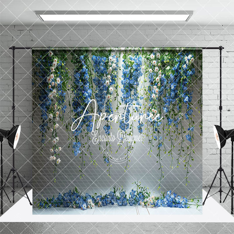 Aperturee - Aperturee Elegant Blue Floral Fine Art Photo Room Set Backdrop