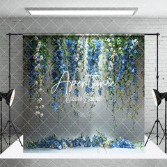 Aperturee - Aperturee Elegant Blue Floral Fine Art Photo Room Set Backdrop