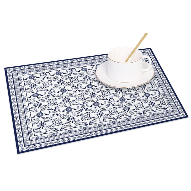 Aperturee - Aperturee Elegant Blue Slovakia Pattern Set of 4 Placemats