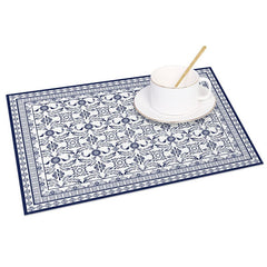Aperturee - Aperturee Elegant Blue Slovakia Pattern Set of 4 Placemats