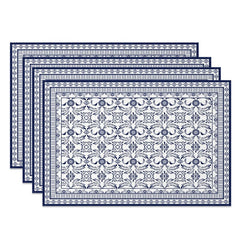 Aperturee - Aperturee Elegant Blue Slovakia Pattern Set of 4 Placemats