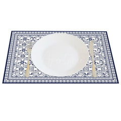 Aperturee - Aperturee Elegant Blue Slovakia Pattern Set of 4 Placemats