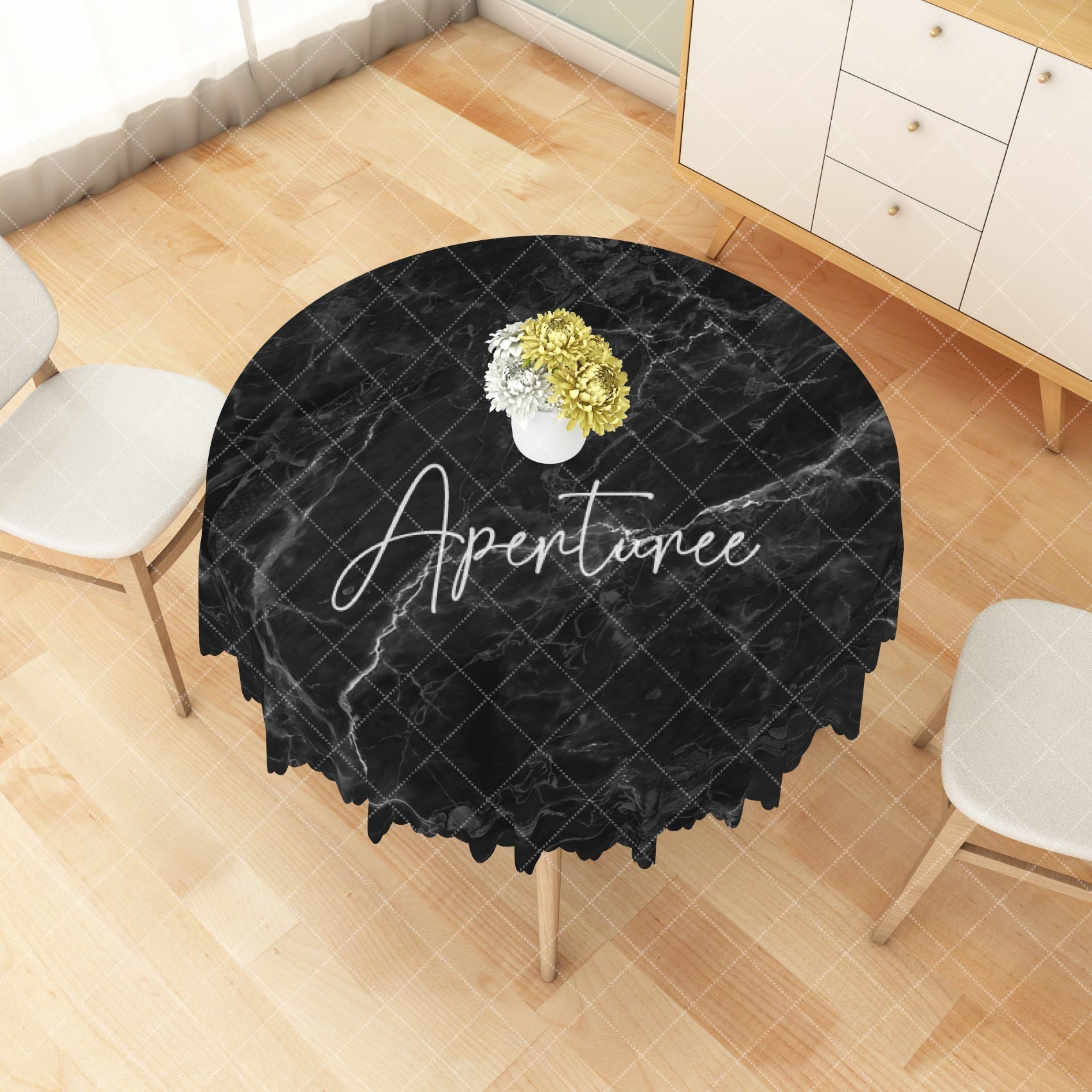 Aperturee - Aperturee Elegant Blurred Marble Texture Abstract Tablecloth