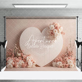 Aperturee - Aperturee Elegant Blush Pink Heart Shaped Photography Backdrop White Roses and Floral Accents Romantic Wedding Decor