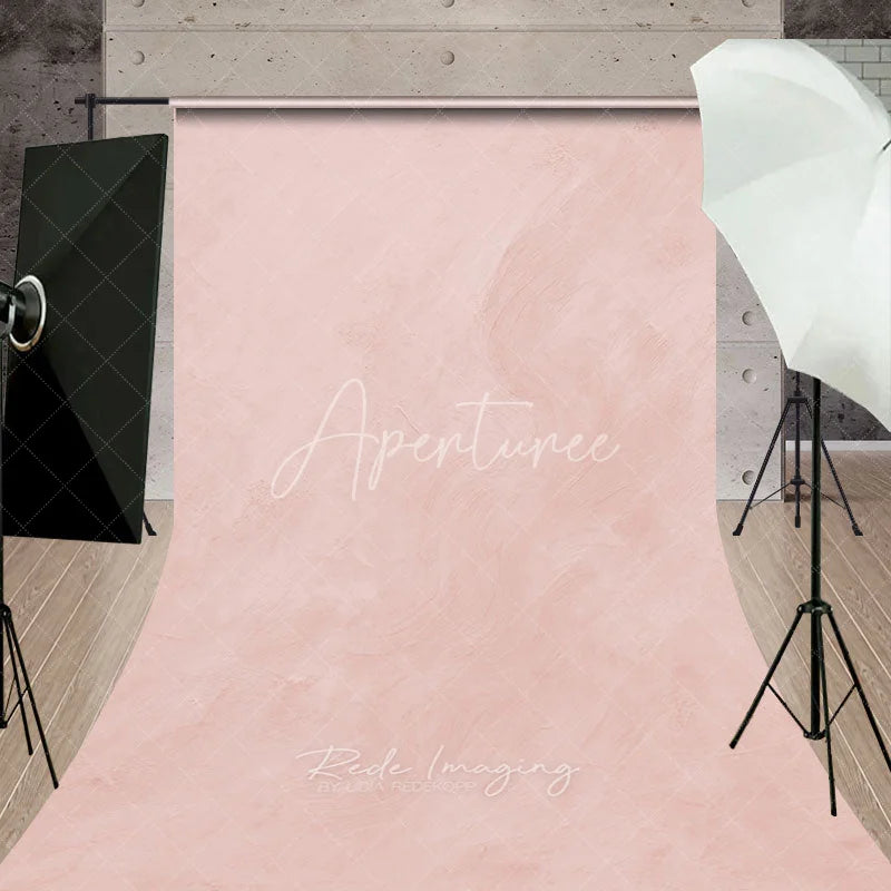 Aperturee - Aperturee Elegant Blush Pink Textured Sweep Backdrop Soft Aesthetic Plaster Wall Photography Background for Portraits