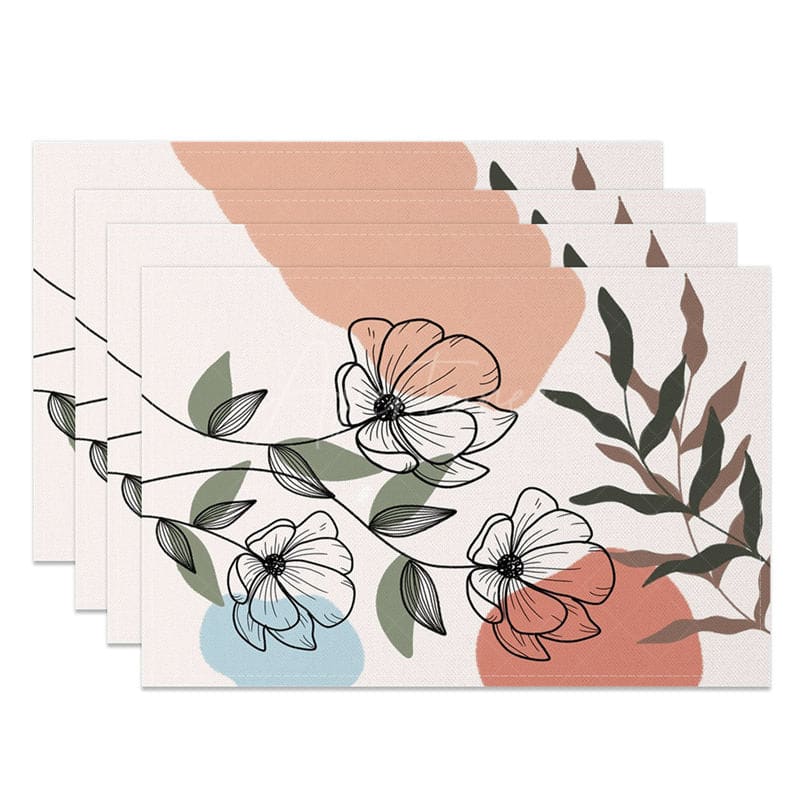 Aperturee - Aperturee Elegant Boho Floral Sweet Spring Set of 4 Placemats