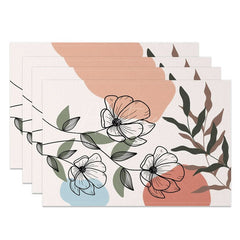 Aperturee - Aperturee Elegant Boho Floral Sweet Spring Set of 4 Placemats