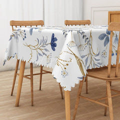 Aperturee - Aperturee Elegant Boho Tablecloth with Autumn Flowers for Rustic Fall Wedding or Thanksgiving Dining Decor