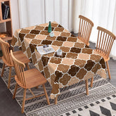 Aperturee - Aperturee Elegant Brown and White Moroccan Trellis Rectangle Tablecloth Rustic Distressed Geometric Home Kitchen Decor
