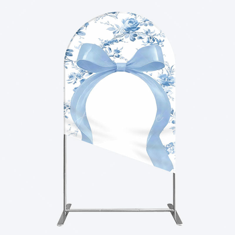 Aperturee - Aperturee Elegant Color Bows Floral Birthday Arch Backdrop