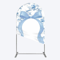 Aperturee - Aperturee Elegant Color Bows Floral Birthday Arch Backdrop