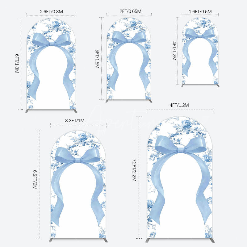 Aperturee - Aperturee Elegant Color Bows Floral Birthday Arch Backdrop