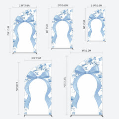 Aperturee - Aperturee Elegant Color Bows Floral Birthday Half Moon Arch Backdrop