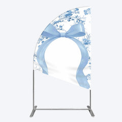 Aperturee - Aperturee Elegant Color Bows Floral Birthday Half Moon Arch Backdrop