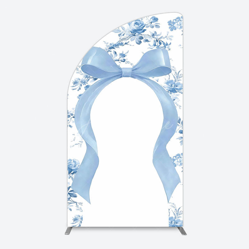 Aperturee - Aperturee Elegant Color Bows Floral Birthday Half Moon Arch Backdrop
