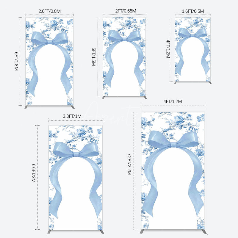 Aperturee - Aperturee Elegant Color Bows Floral Birthday Rectangle Backdrop