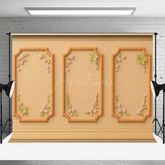 Aperturee Aperturee Elegant Cream Wall and Wood Floor Combo Set Backdrop Vintage Botanical Panel Photography Studio Photo Prop