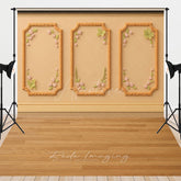 Aperturee Aperturee Elegant Cream Wall and Wood Floor Combo Set Backdrop Vintage Botanical Panel Photography Studio Photo Prop