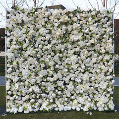 Aperturee - Aperturee Elegant Faux White Floral Bridal Shower Backdrop