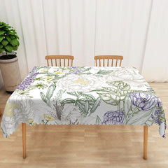 Aperturee - Aperturee Elegant Fine Art Rectangle Tablecloth with Spring Flowers for Sophisticated Dining and Wedding Decor