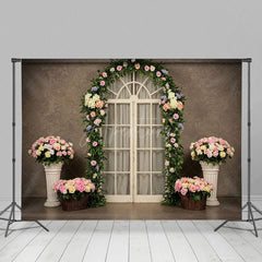 Aperturee - Aperturee Elegant Floral Arch Door Sweet Wedding Backdrop