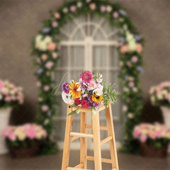 Aperturee - Aperturee Elegant Floral Arch Door Sweet Wedding Backdrop