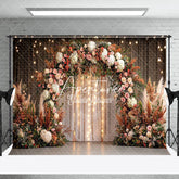 Aperturee - Aperturee Elegant Floral Arch Light Wedding Photo Backdrop