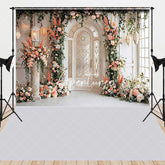 Aperturee - Aperturee Elegant Floral Archway and White Door Combo Set Backdrop Romantic Wedding Bridal Shower Party Decoration