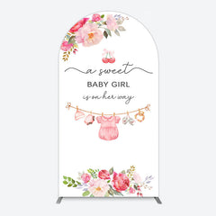 Aperturee - Aperturee Elegant Floral Baby Shower Arch Backdrop For Girls