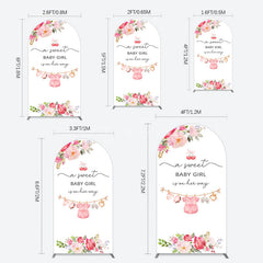 Aperturee - Aperturee Elegant Floral Baby Shower Arch Backdrop For Girls