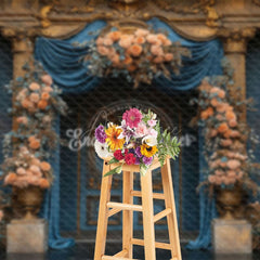 Aperturee - Aperturee Elegant Floral Curtain Door Sweet Wedding Backdrop