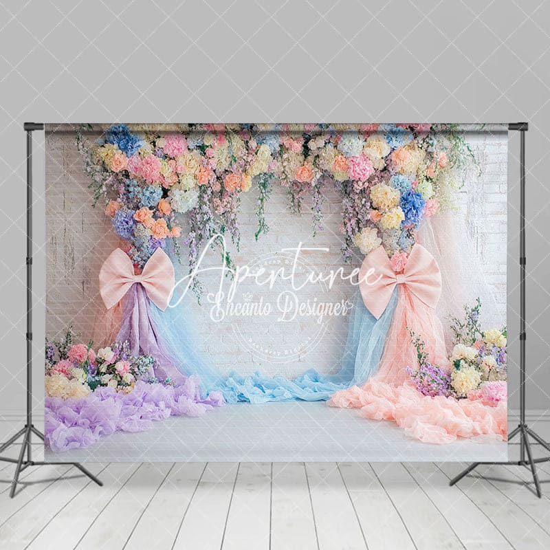 Aperturee - Aperturee Elegant Floral Garland Spring Photography Backdrop