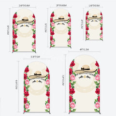 Aperturee - Aperturee Elegant Floral Horse Racing Derby Day Round Top Arch Backdrop with Watercolor Roses and a Stylish Hat