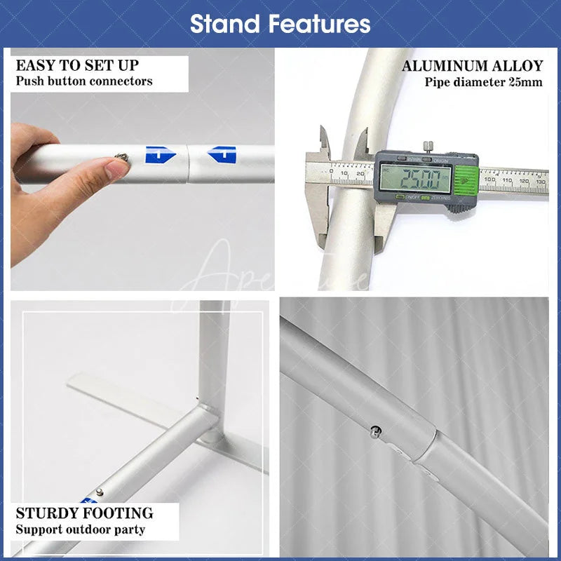 Aperturee - Aperturee Elegant Floral Wedding Arch 3 Piece Frame Set Chiara Backdrop Stand Ceremony Party Decor Kit