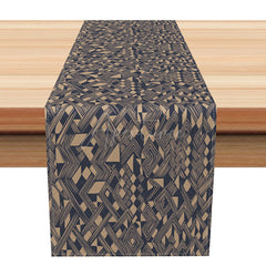 Aperturee - Aperturee Elegant Geometric Shapes Table Runner Repetitive Modern Abstract Pattern Minimalist Black and White Kitchen